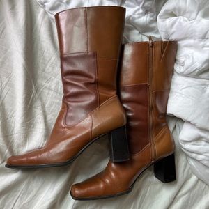 Vintage leather patchwork boots